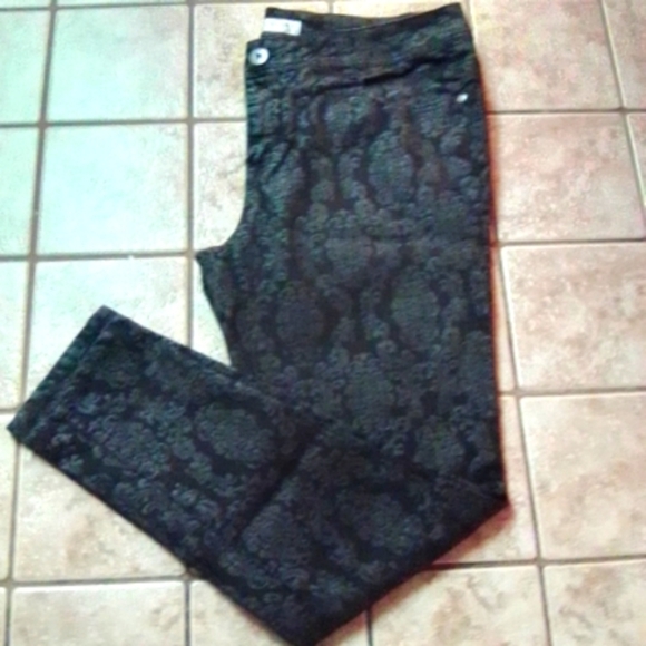 #0415 Womens Comfy Stretch Tapered Black/Gray Patterned Kenar Denim Jean Pants - Picture 1 of 15